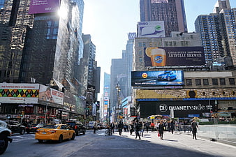 Times Square New York City Street View with Billboards