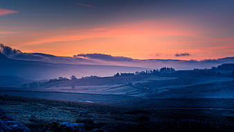 Frosty Yorkshire Dales Landscape at Sunrise with Colorful Sky