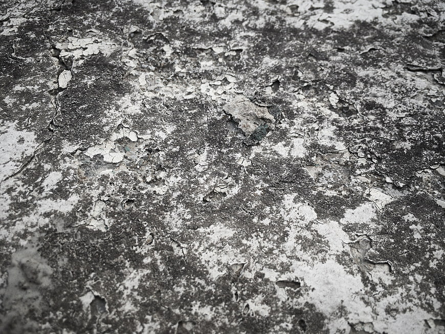 Close-up of weathered concrete with peeling paint texture