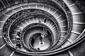 Black and white spiral staircase in Vatican Museums