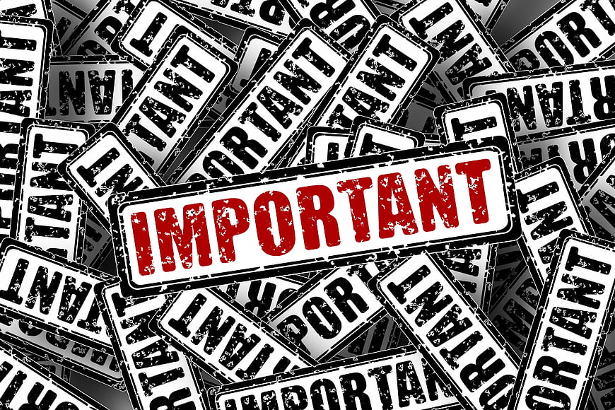 Red Important Stamp on Black and White Background