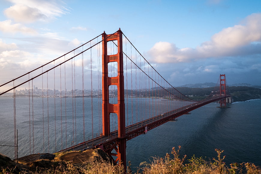 Golden Gate Bridge San Francisco Skyline Sunset View