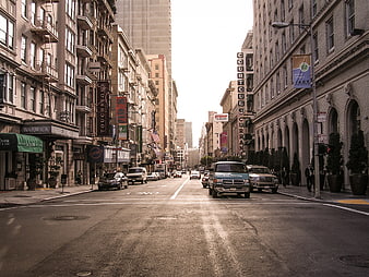 San Francisco Street Scene with Courthouse and Traffic