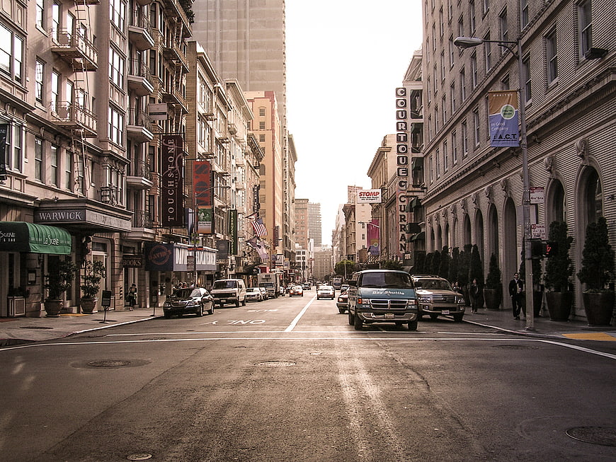 San Francisco Street Scene with Courthouse and Traffic