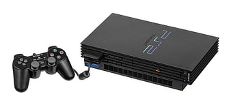Black Sony PlayStation 2 Console And DualShock Controller