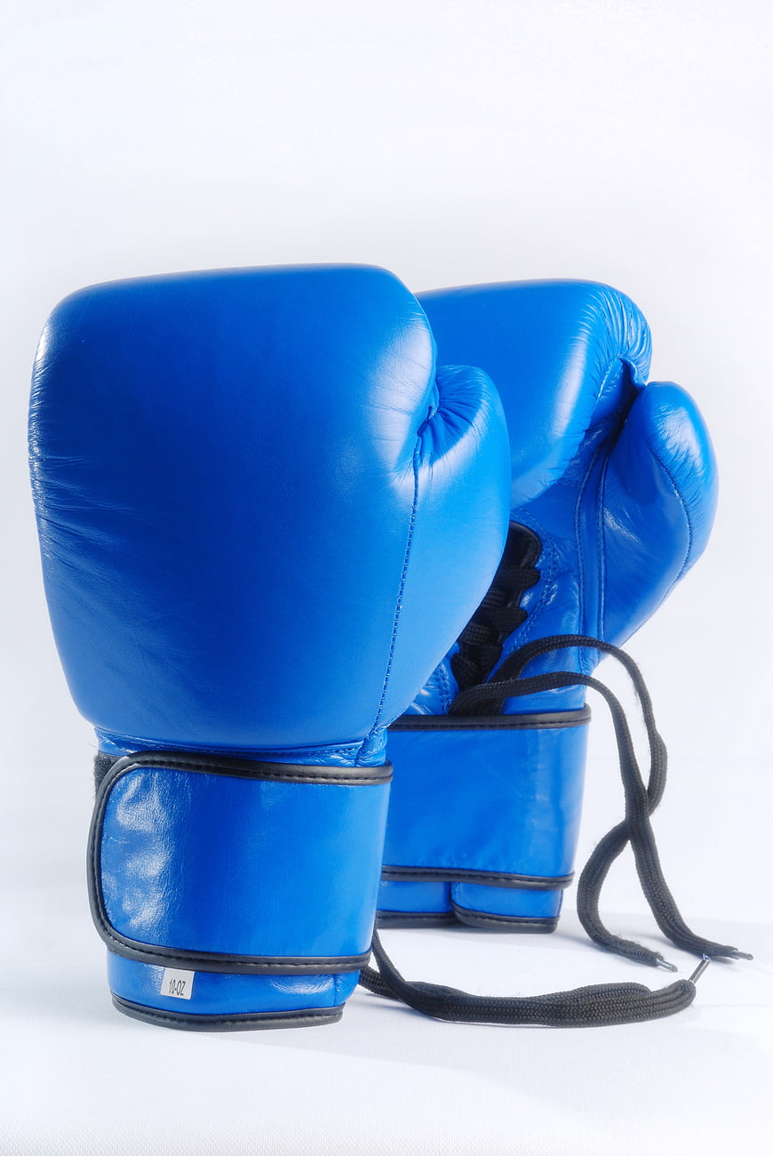 Blue Boxing Gloves Isolated on White Background