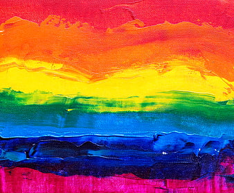 Vibrant Rainbow Acrylic Painting on Canvas Texture