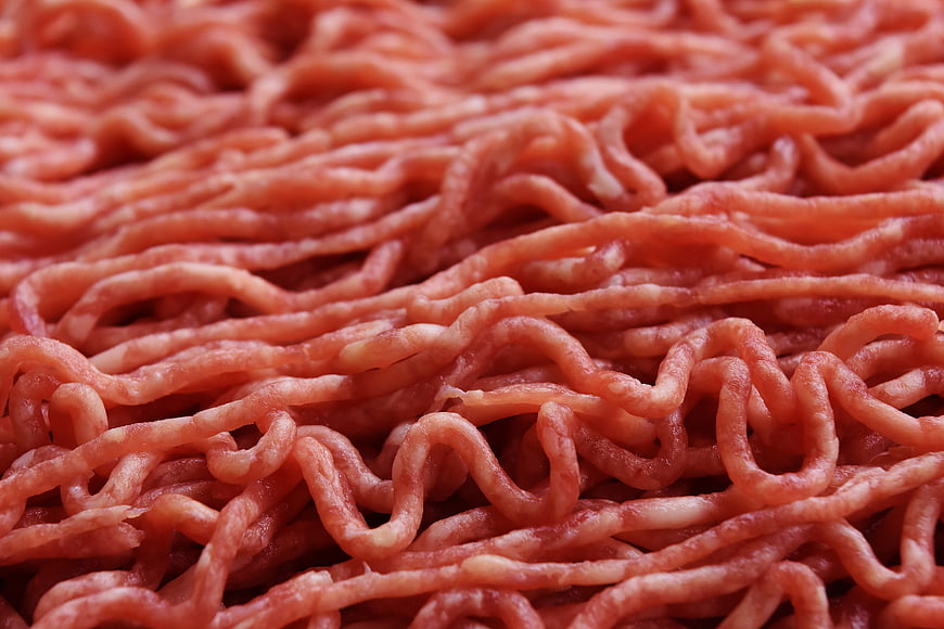 Close-up of raw ground meat texture
