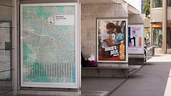 Zurich Altstetten Train Station Map and Bus Stop Advertisement