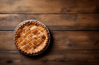 Top View of Homemade Lattice Pie on Rustic Wooden Table