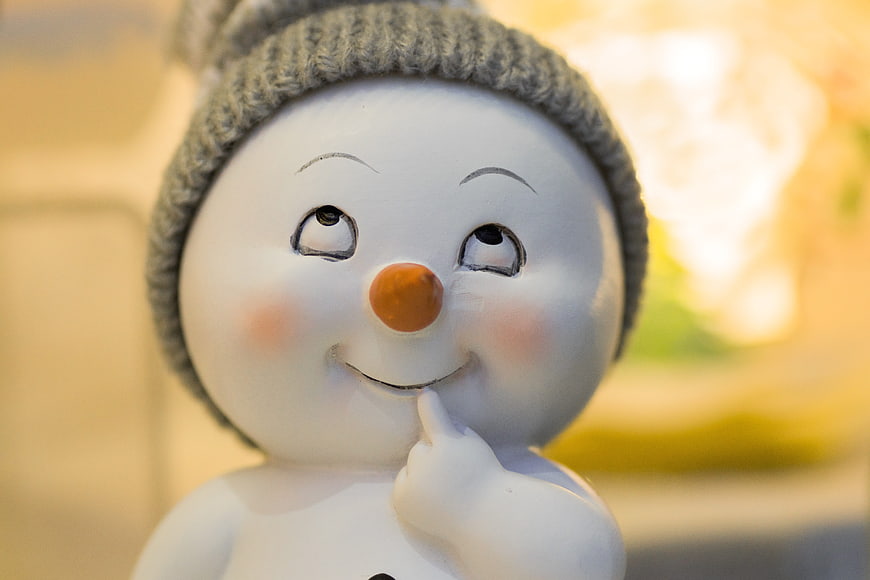 Cute Porcelain Snowman Figurine with Knitted Hat