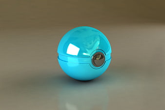 Glossy Cyan Spherical Capsule on Neutral Background