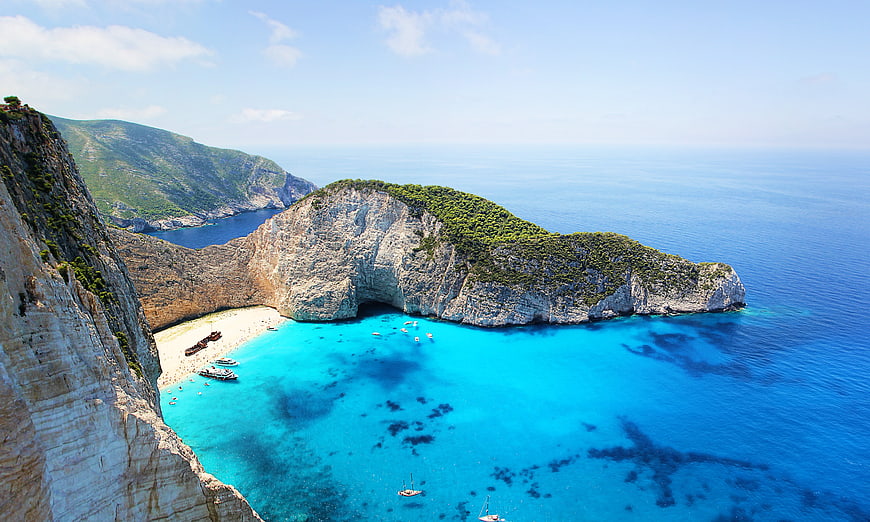 Aerial View of Shipwreck Beach in Zakynthos, Greece