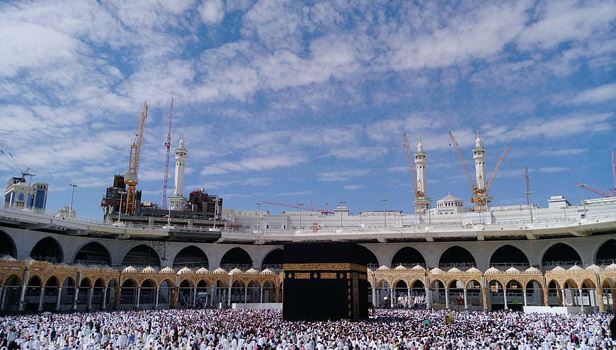 Wide View of Kaaba and Pilgrims in Mecca