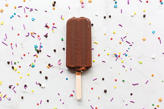 Chocolate Ice Cream Bar with Sprinkles Flat Lay