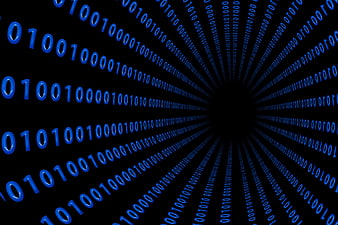Blue Binary Code Tunnel Digital Data Visualization