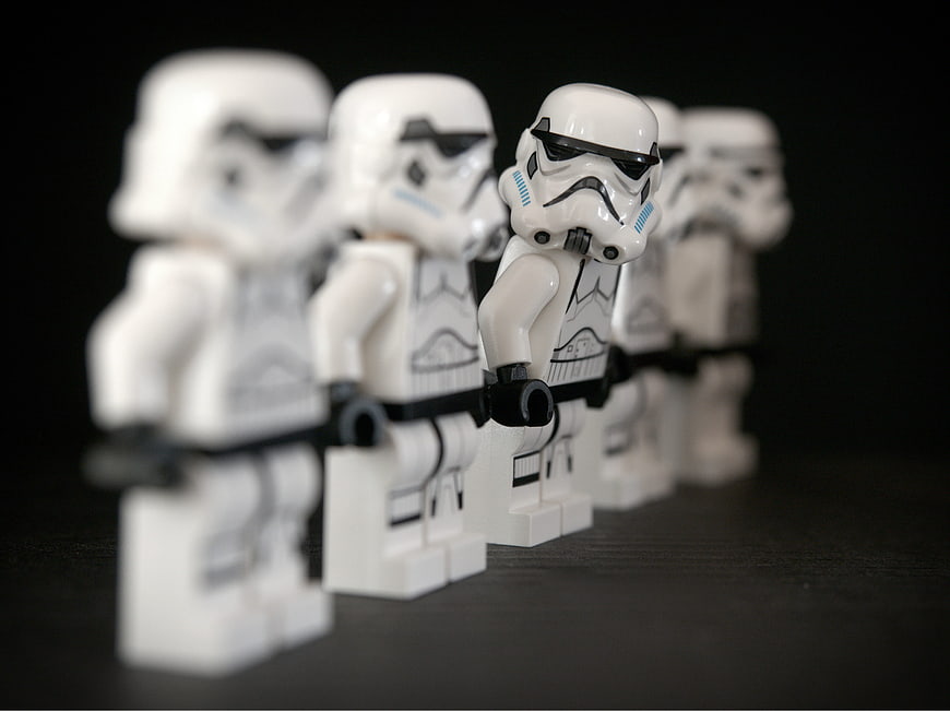 Lego Stormtrooper Minifigures Standing in a Line