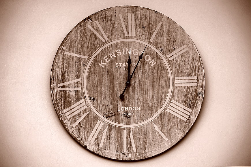 Vintage Wooden Wall Clock with Roman Numerals