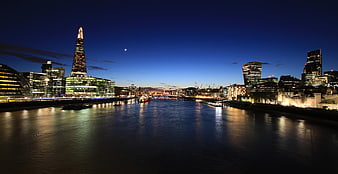 London Skyline at Night with The Shard and Tower of London