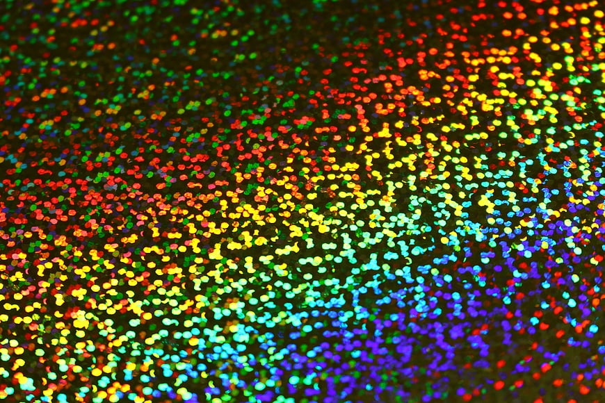 Iridescent Holographic Glitter Texture With Rainbow Bokeh Dots