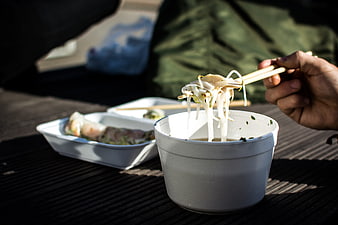 Vietnamese Pho and Spring Rolls Takeaway Lunch