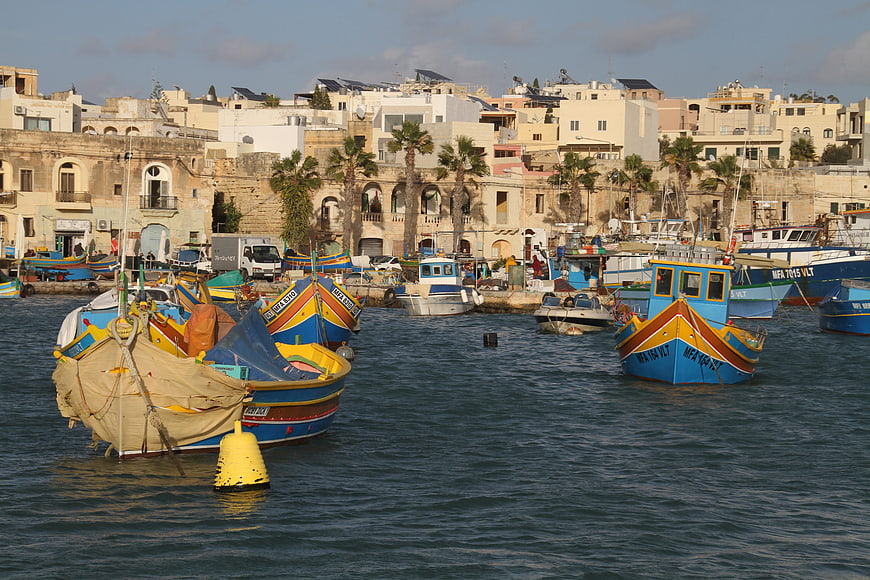 Colorful Maltese Fishing Boats in Harbor