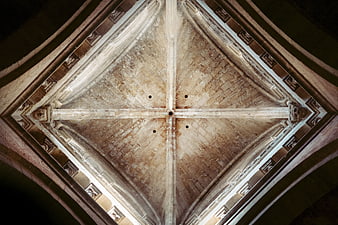 Symmetrical Gothic Vaulted Ceiling with Stone Arches