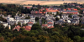 Tilt-Shift Aerial View of Bad Nauheim Cityscape