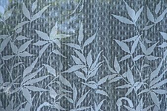 White bamboo leaf lace curtain fabric texture