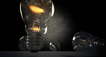Glowing Light Bulb Concept with Dark Background