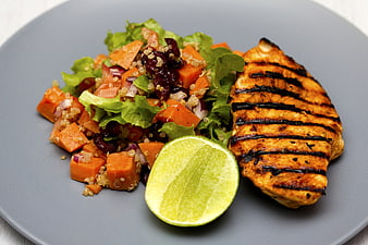 Grilled Chicken Breast with Sweet Potato Quinoa Salad