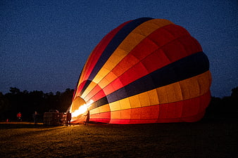 Hot Air Balloon Inflation at Dusk