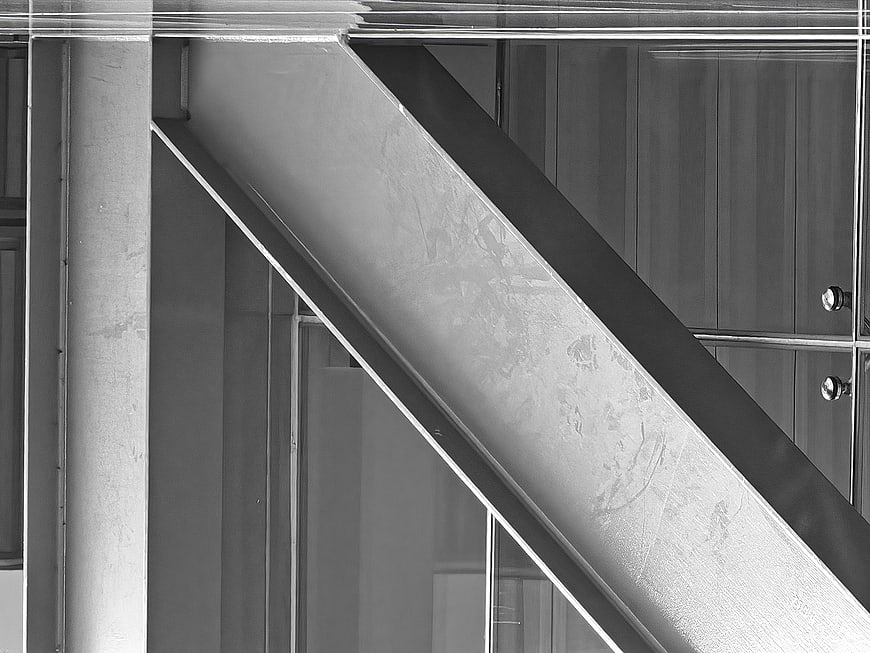 Abstract Black and White Industrial Steel Beam Architecture