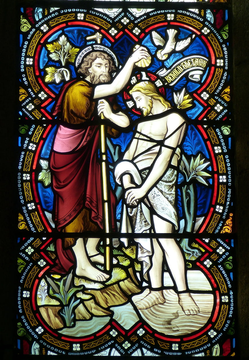 Stained Glass Window Depicting Baptism of Jesus Christ