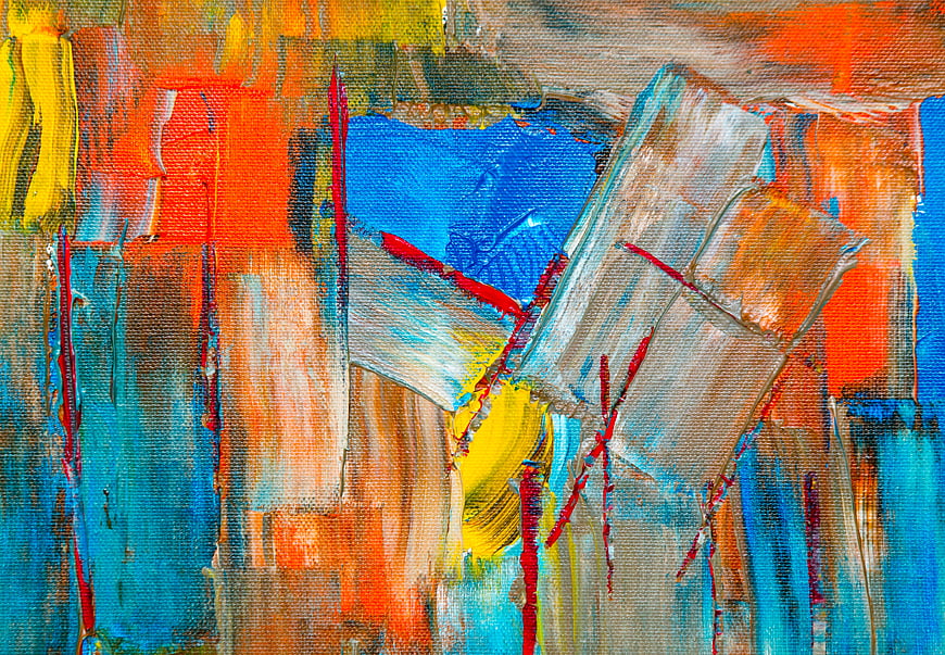 Colorful Abstract Oil Painting with Thick Texture