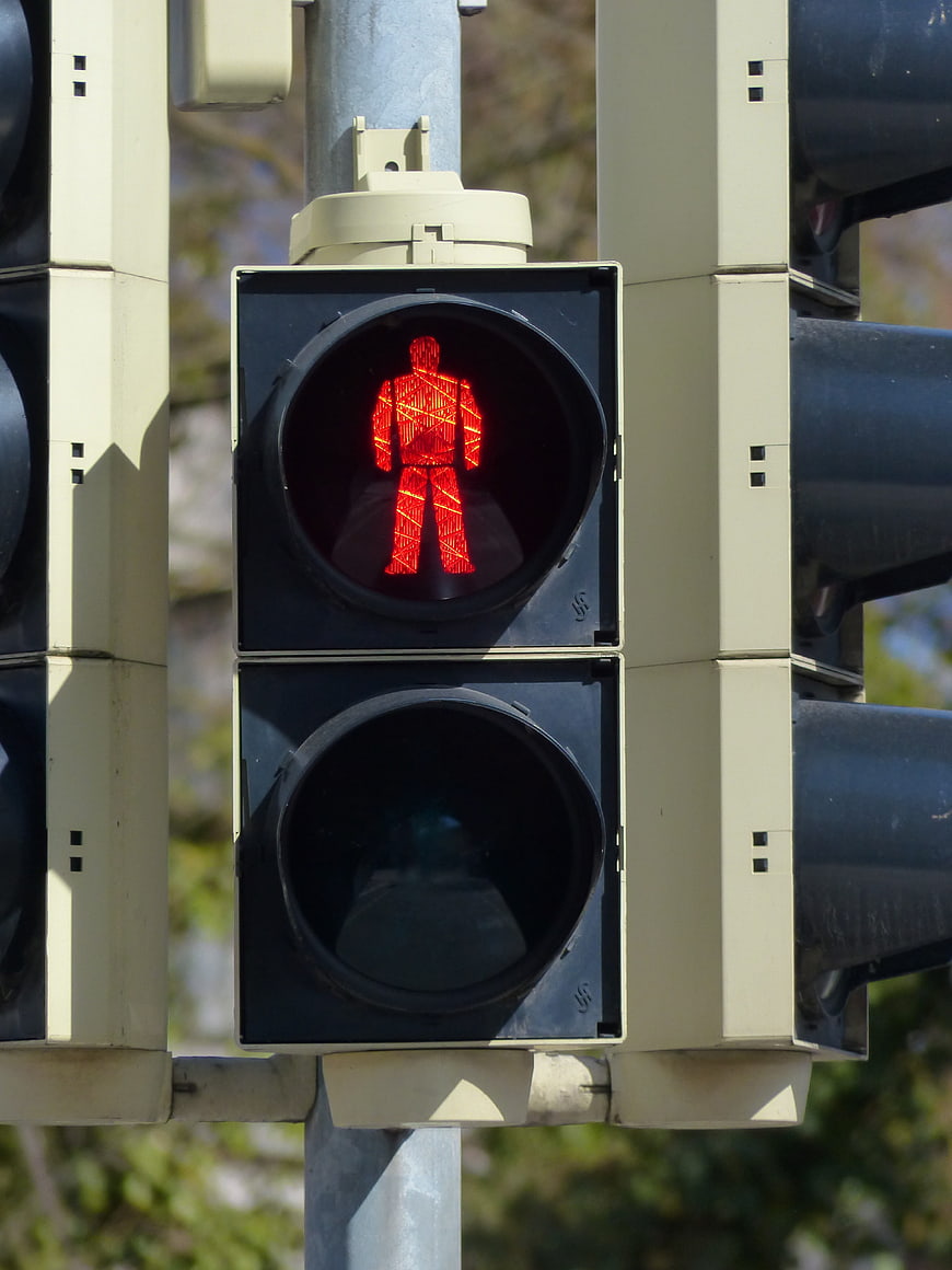 Red Pedestrian Traffic Light Signal Close Up