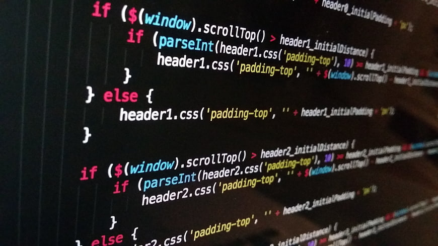 Close-up of JavaScript and jQuery code on a dark screen