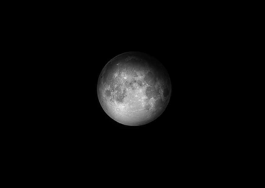 Full Moon in Dark Night Sky with Craters
