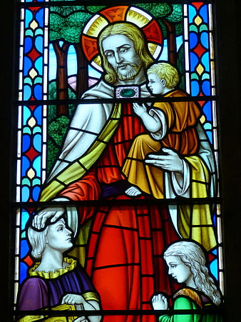 Stained Glass Window of Jesus Christ Blessing