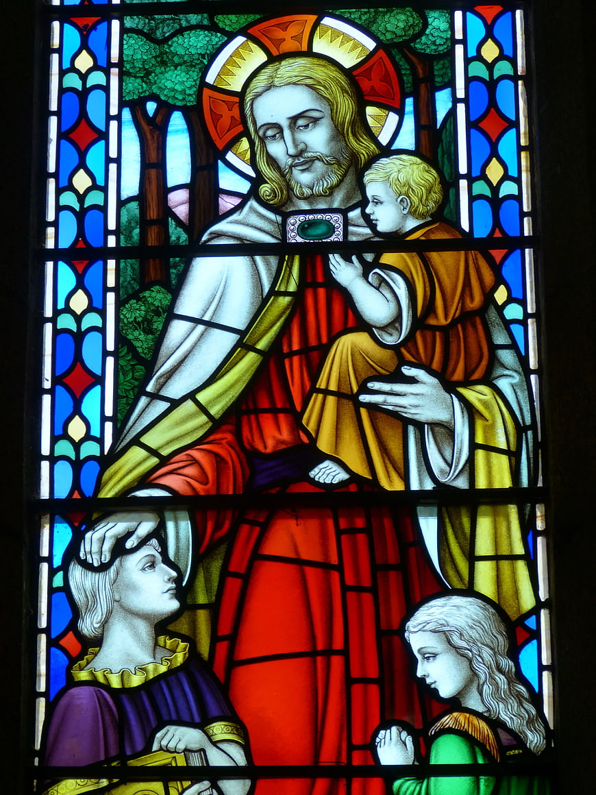 Stained Glass Window of Jesus Christ Blessing