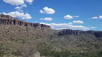 Red Rock Desert Landscape with Blue Sky and Clouds