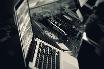 DJ Turntable and Laptop Setup for Music Production