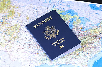 US Passport on Map of United States