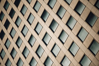 Diagonal Pattern of Modern Office Building Windows