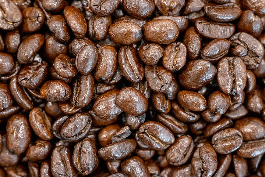 Close-up texture of roasted coffee beans background