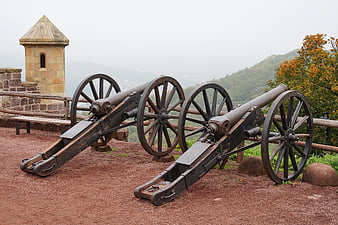 Historic Cannons at Wartburg Castle Fortress in Germany
