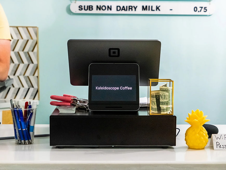 Square Register at Modern Coffee Shop Counter