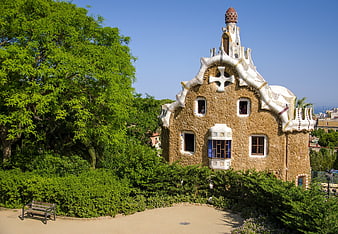 Gaudí's Gatekeeper's House in Park Güell, Barcelona, Spain