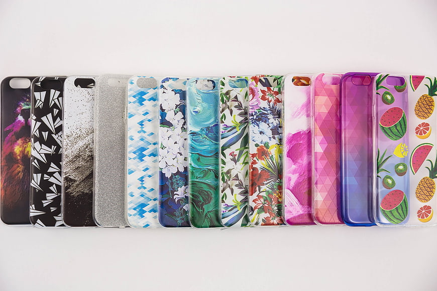 Colorful Smartphone Cases Flat Lay Collection
