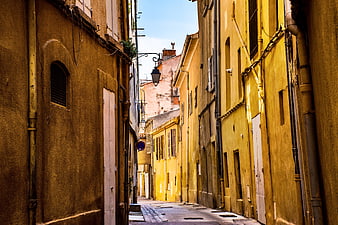 Narrow Yellow Alleyway in Provence France